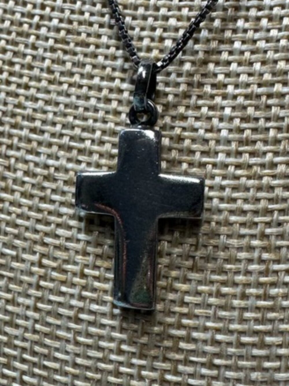 Vintage Barra Sterling Silver Made in Italy Chunky Cross Charm Necklace 18 Inch